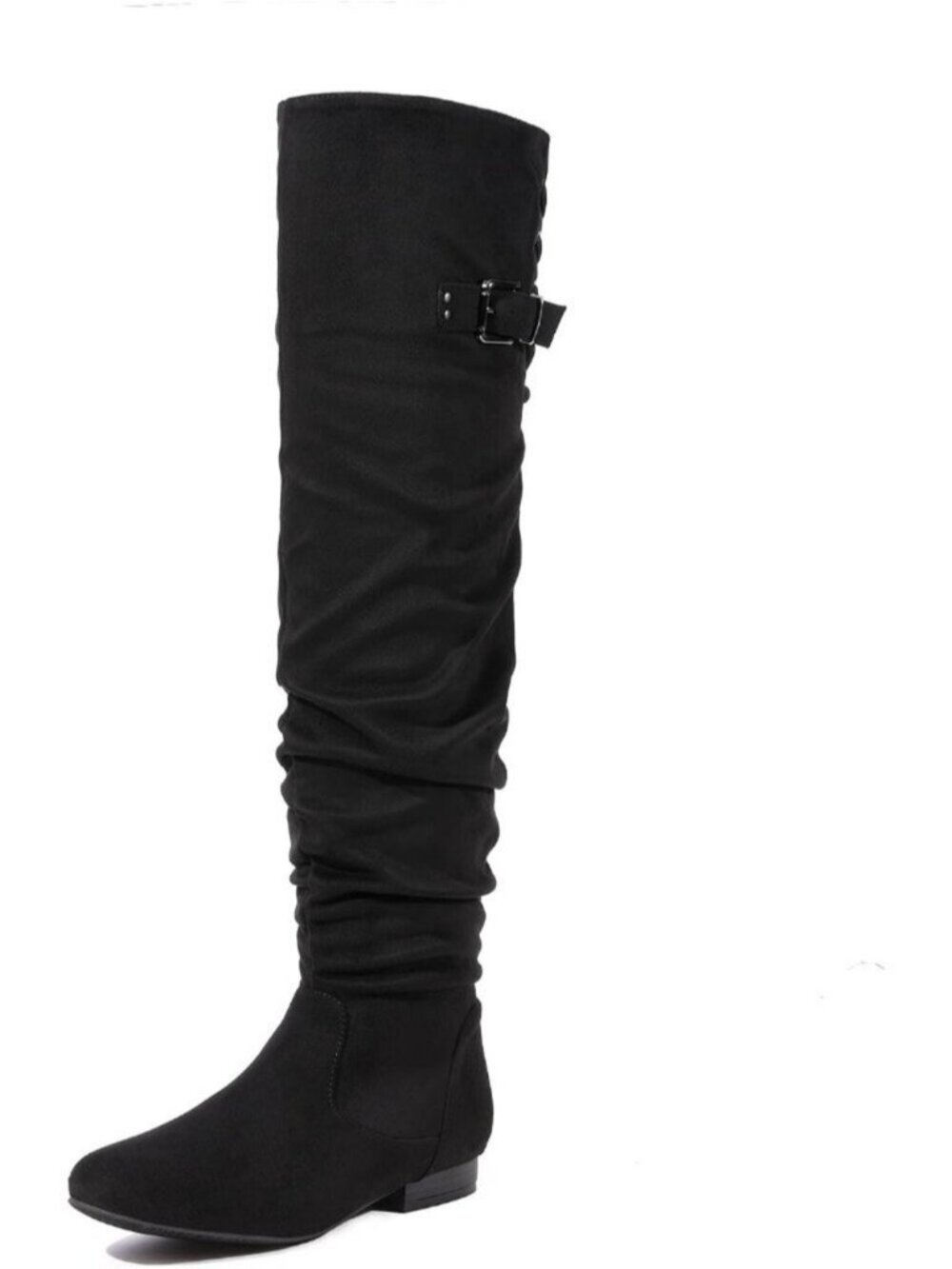 DREAM PAIRS Women's Black Round Toe Over The Knee Thigh High Winter Boots